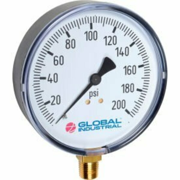 Wika Instrument Global Industrial„¢ 4" Pressure Gauge, 200 PSI, 1/4" NPT LM, Plastic 52925639